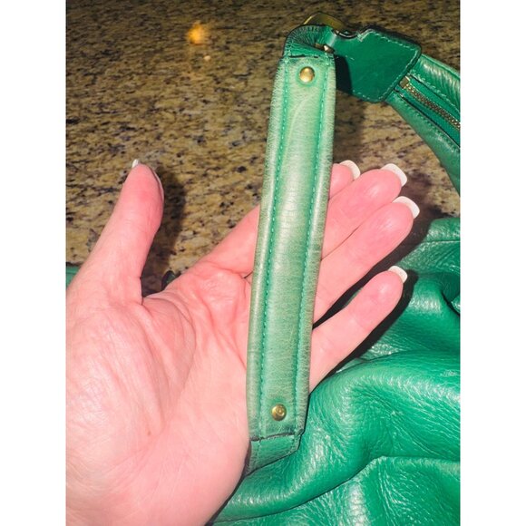 Ralph Lauren Green Pebble Leather Hobo Shoulder Bag Luxury Money Sustainable - Picture 12 of 16